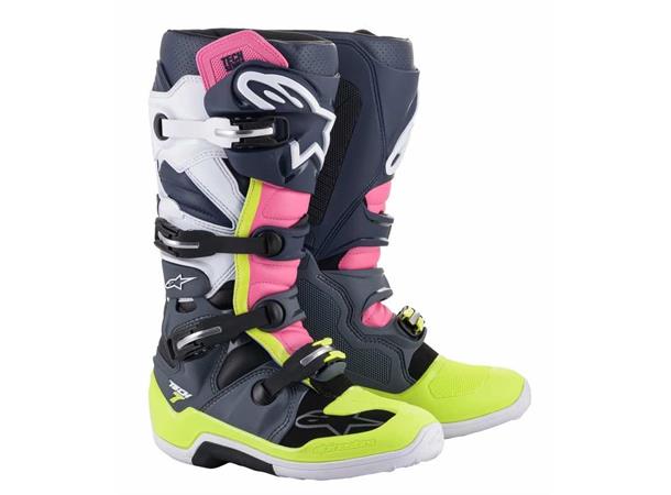 Alpinestars Tech 7 Støvler 45,5 Grå/Blå/Rosa