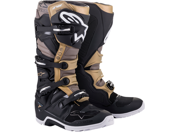 Alpinestars Tech 7 Enduro Støvler 42 Vanntett - Svart/Gull/Brun