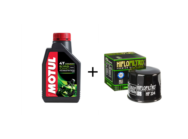 Motul 5100 10W40 & HF204 oljefilter Honda, Kawasaki, Triumph og Yamaha