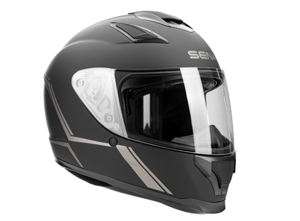 SENA STRYKER Motorsykkel Hjelm Hvit M LED-Lys - Integrert Mesh Intercom