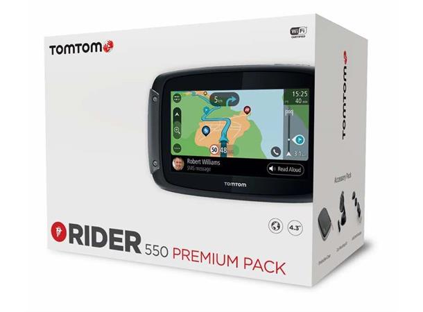 TomTom RIDER 550 World Premium Pack EMEA Livstidsverdenskart,WI-FI, Siri & Google