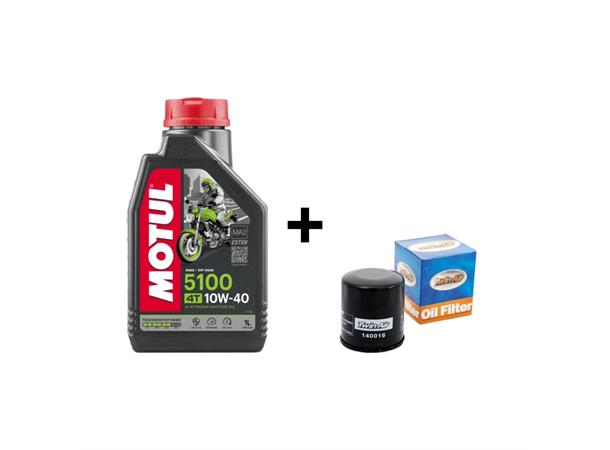 Motul 5100 10W-40 4L + HF204 Honda, Kawasaki, Triumph og Yamaha