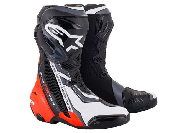 Alpinestars Supertech R V2 MC-støvel 41 Sort/Fluo Rød/Hvit - Racing