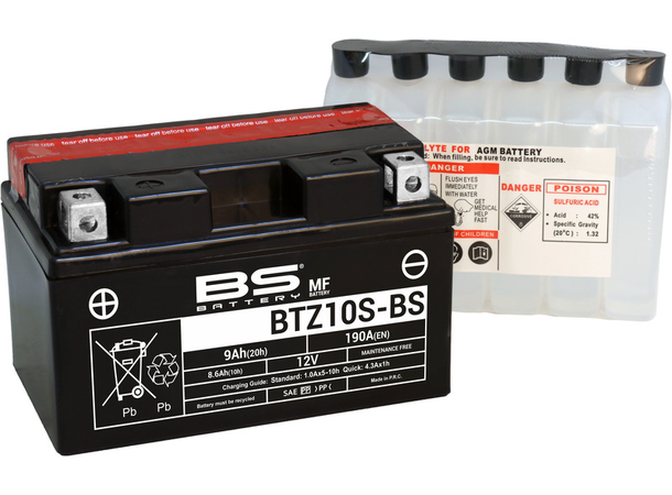 BS Battery BTZ10S-BS Vedlikeholdsfritt - Inkludert syreampul