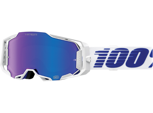 100% Armega Crossbriller Blått Speilglass HiPER - Hvit