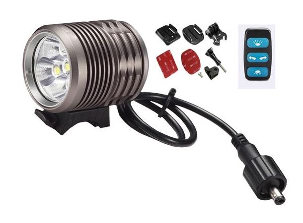 Hyper LED Hjelmlampe 4000Lm IP65, 7.4V, 8800mAh, 3 nivåer