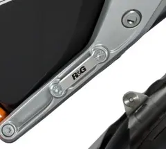 R&amp;G Rear Footrest Plate (left side, silv ver), KTM 690 Duke &#39;12 / 690 Duke R &#39;13-