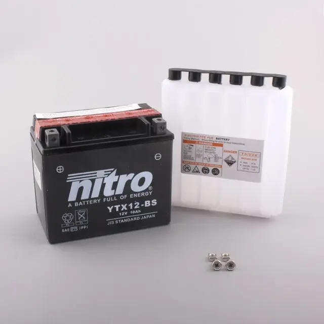 Nitro YTX12-BS Batteri Vedlikeholdsfritt 12V, 10Ah, 150x87x130, Syreflaske, AGM 