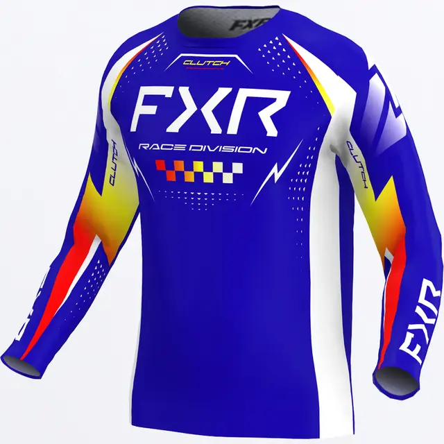 FXR Junior Clutch MX Trøye Royal/Yellow/Red L 