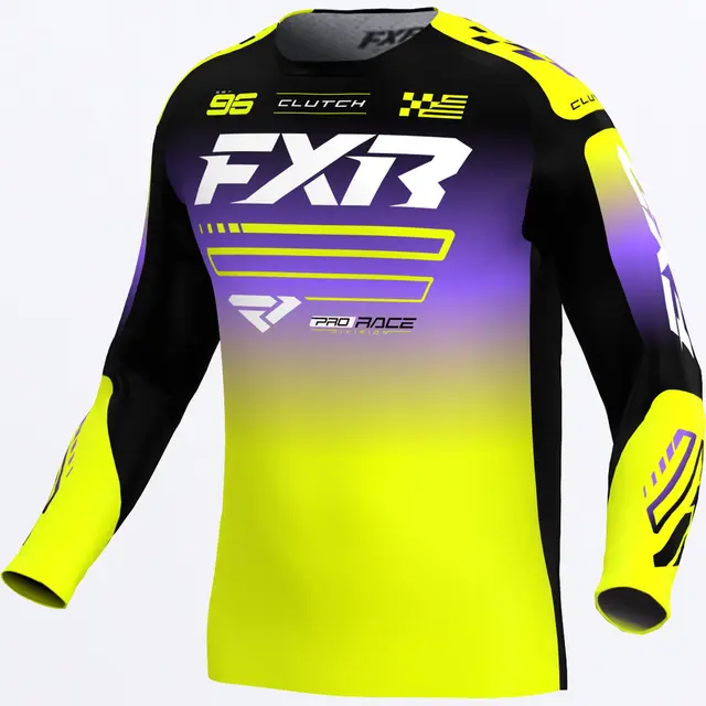 FXR Junior Clutch MX Trøye HiVis/Black/Purple S 
