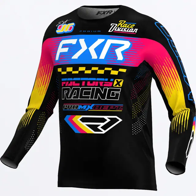 FXR Junior Podium MX Trøye Black/Blue/Razz S 