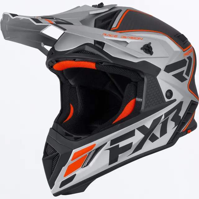 FXR Helium Carbon MX Hjelm Orange/Silver M 