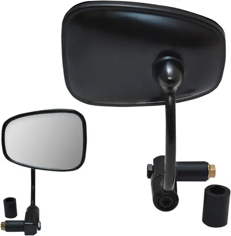 Parts Unlimited Mirror Pu 7/8 Bar End Mirror 7/8&quot; Bar End Semi-Rectangular Bl