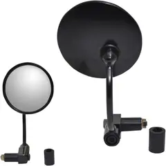Parts Unlimited Mirror Pu 7/8 Bar End R Mirror 7/8&quot; Bar End Round Black