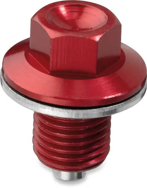 Moose Racing Drain Plug Magnetic Red Magnetic Drain Plug Zip-Ty Red Honda/Ya 