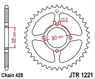 JT Bakdrev 42T 428 Honda CB 125F (21-)