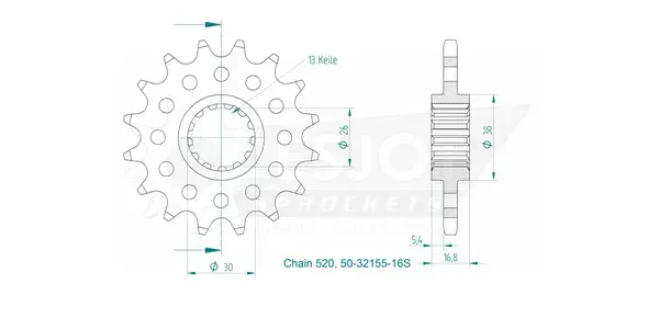 Esjot Framdrev 16T - 520 Honda 750 Transalp 