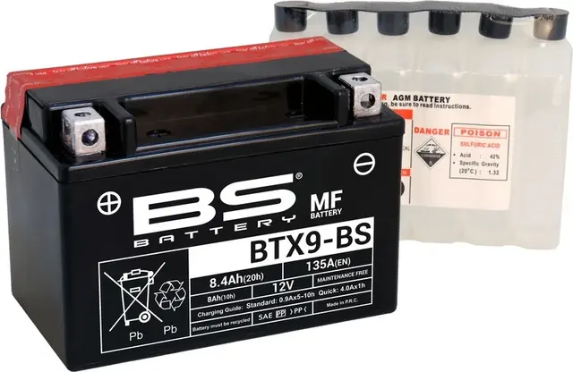BS Battery BTX9-BS MF Maintenance Free 