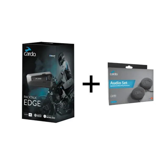 Cardo Packtalk Edge + 45mm JBL høyttaler Enkeltsett - for 1 person| Overlegen lyd 