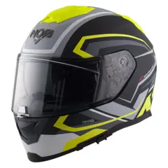NOS NS-11F Motorsykkel Hjelm M Gul/Sort/Gr&#229; - Helhjelm