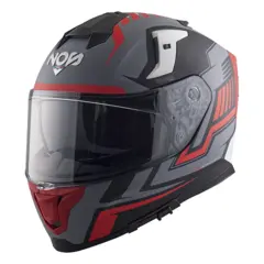 NOS NS-10 Motorsykkel Hjelm S R&#248;d/Sort/Gr&#229; - Helhjelm