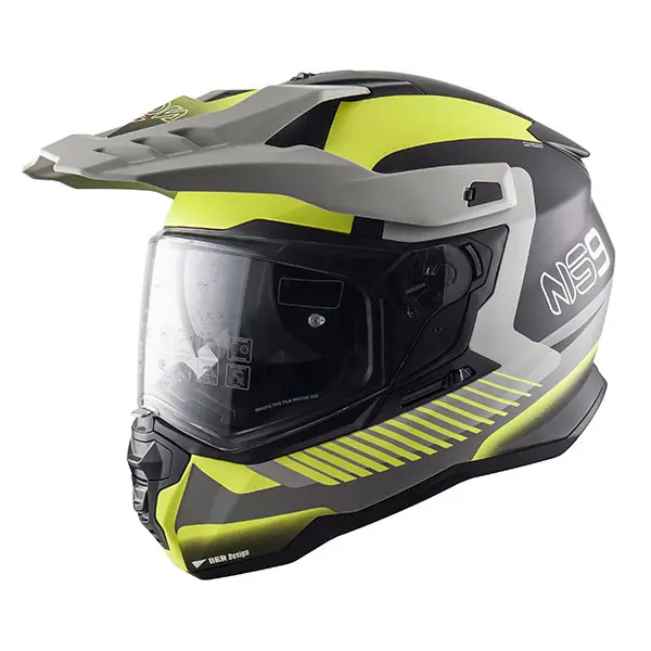 NOS NS-9 Motorsykkel Hjelm L Gul/Sort - Adventure hjelm 
