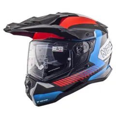 NOS NS-9 Motorsykkel Hjelm M R&#248;d/Bl&#229;/Sort - Adventure hjelm
