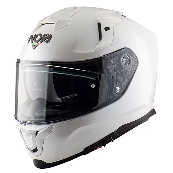 NOS NS-10 Motorsykkel Hjelm M Hvit - Helhjelm 