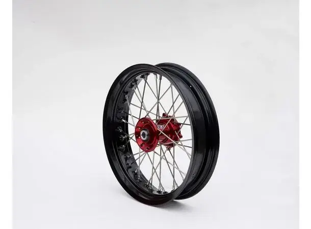 Rex Framfelg 20mm Aksel 17x3.50 Rødt Nav, Svart Felgring 