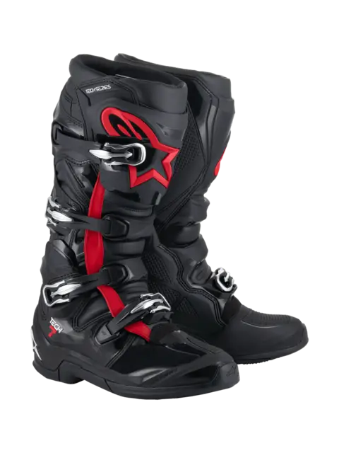 Alpinestars Tech 7 Støvel 42 (US 8 ) Ny og forbedret i 2025 - Sort/Rød 