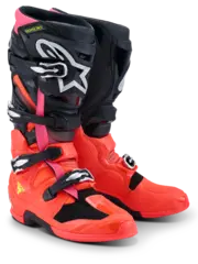 Alpinestars Tech 7 St&#248;vel 43 (US 9) Ny og forbedret i 2025 - Sort/R&#248;d/Rosa