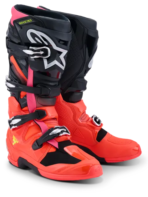 Alpinestars Tech 7 Støvel 43 (US 9) Ny og forbedret i 2025 - Sort/Rød/Rosa 