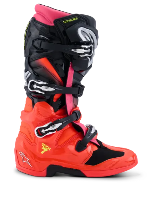 Alpinestars Tech 7 Støvel 43 (US 9) Ny og forbedret i 2025 - Sort/Rød/Rosa 