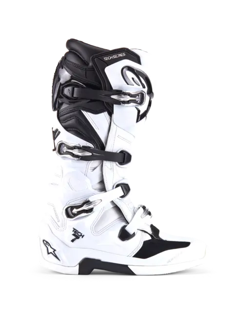 Alpinestars Tech 7 Støvel 44,5 (US 10) Ny og forbedret i 2025 - Hvit/Sort 