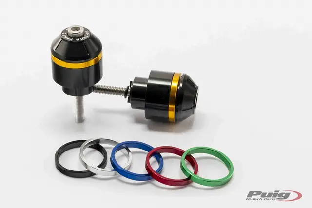 Puig Hi-Tech Short Bar Ends | Black w/ Coloured Rings | Kawasaki Ninja 650 202 