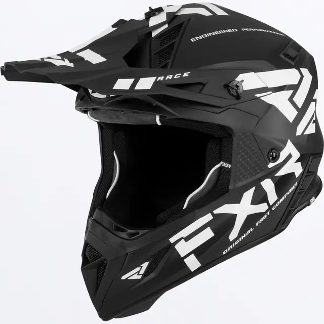 FXR Helium Race Div Hjelm m/ D-Ring Black/White | XS 