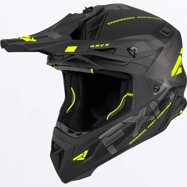 FXR Helium Race Div Hjelm m/ D-Ring Black/Hi Vis | S 