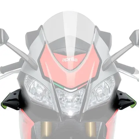Puig Side Downforce Spoilers | Black/Gr een | Aprilia RSV 4 RF 2015&gt;2020