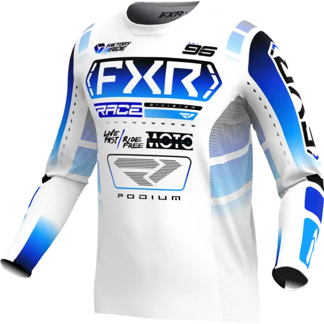 FXR Podium MX Trøye XS WHITE/BLUE 