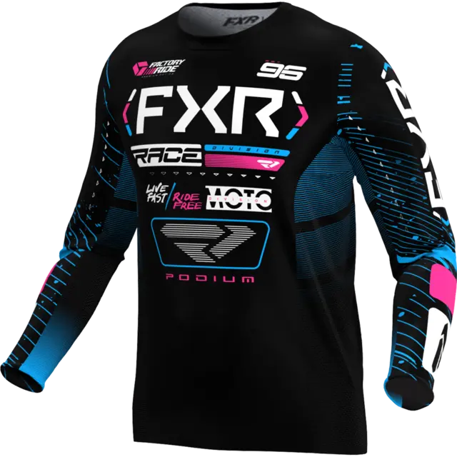 FXR Podium MX Trøye M BLACK/CYAN/PINK 