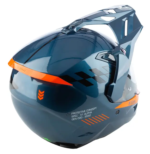 Klim X1 Alpha Hjelm XS Gloss Concept Petrol - Strike Orange 