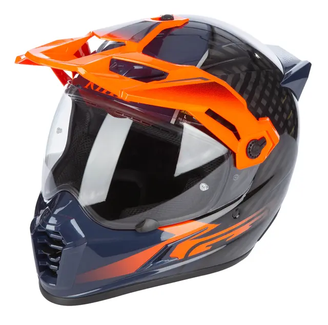 KLIM KRIOS PRO Hjelm XS Echo Gloss Black-Striking Orange-Petrol 