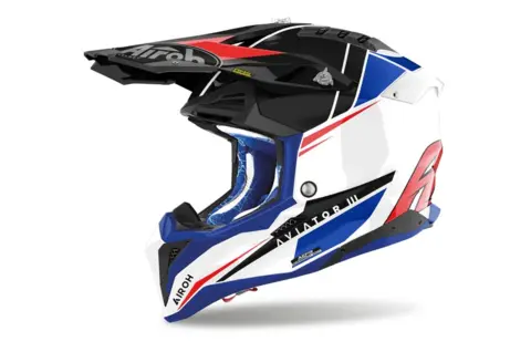 Airoh Aviator 3 Cross Hjelm Push Bl&#229;/R&#248;d