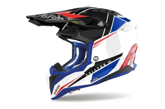 Airoh Aviator 3 Cross Hjelm XS Push Blå/Rød 