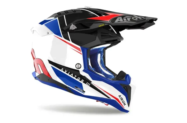 Airoh Aviator 3 Cross Hjelm XS Push Blå/Rød 