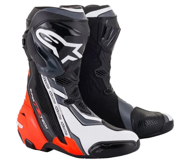 Alpinestars Supertech R V2 MC-støvel 41 Sort/Fluo Rød/Hvit - Racing 