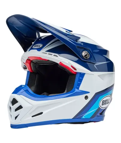 BELL Moto-9S Flex Cross Hjelm Bl&#229;/Hvit