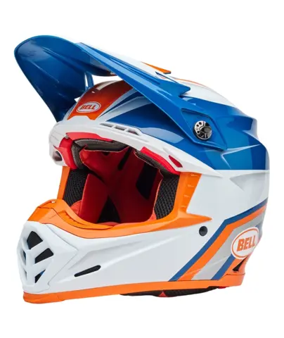 BELL Moto-9S Flex Cross Hjelm Hvit/Bl&#229;/Oransje