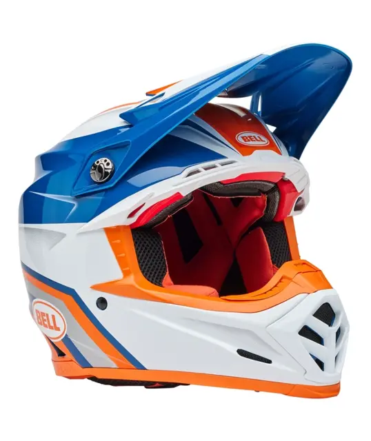 BELL Moto-9S Flex Cross Hjelm S Hvit/Blå/Oransje 