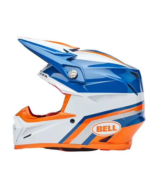 BELL Moto-9S Flex Cross Hjelm S Hvit/Blå/Oransje 